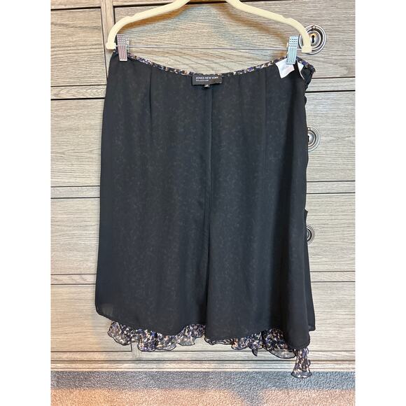 Jones New York Collection | 100% Silk Navy/Black Fluttered Skirt | 14 - Picture 8 of 10